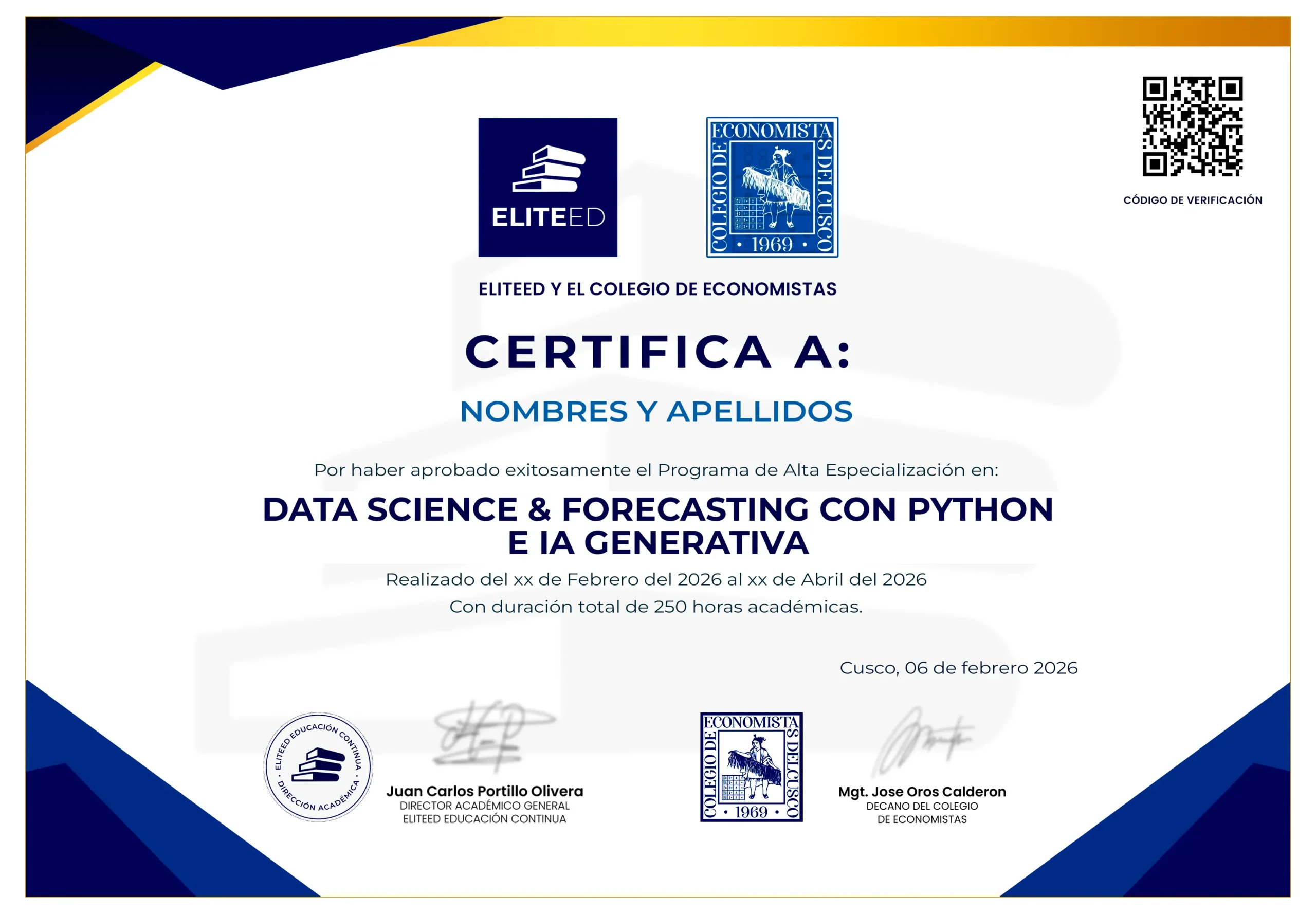 Certificado Economistas