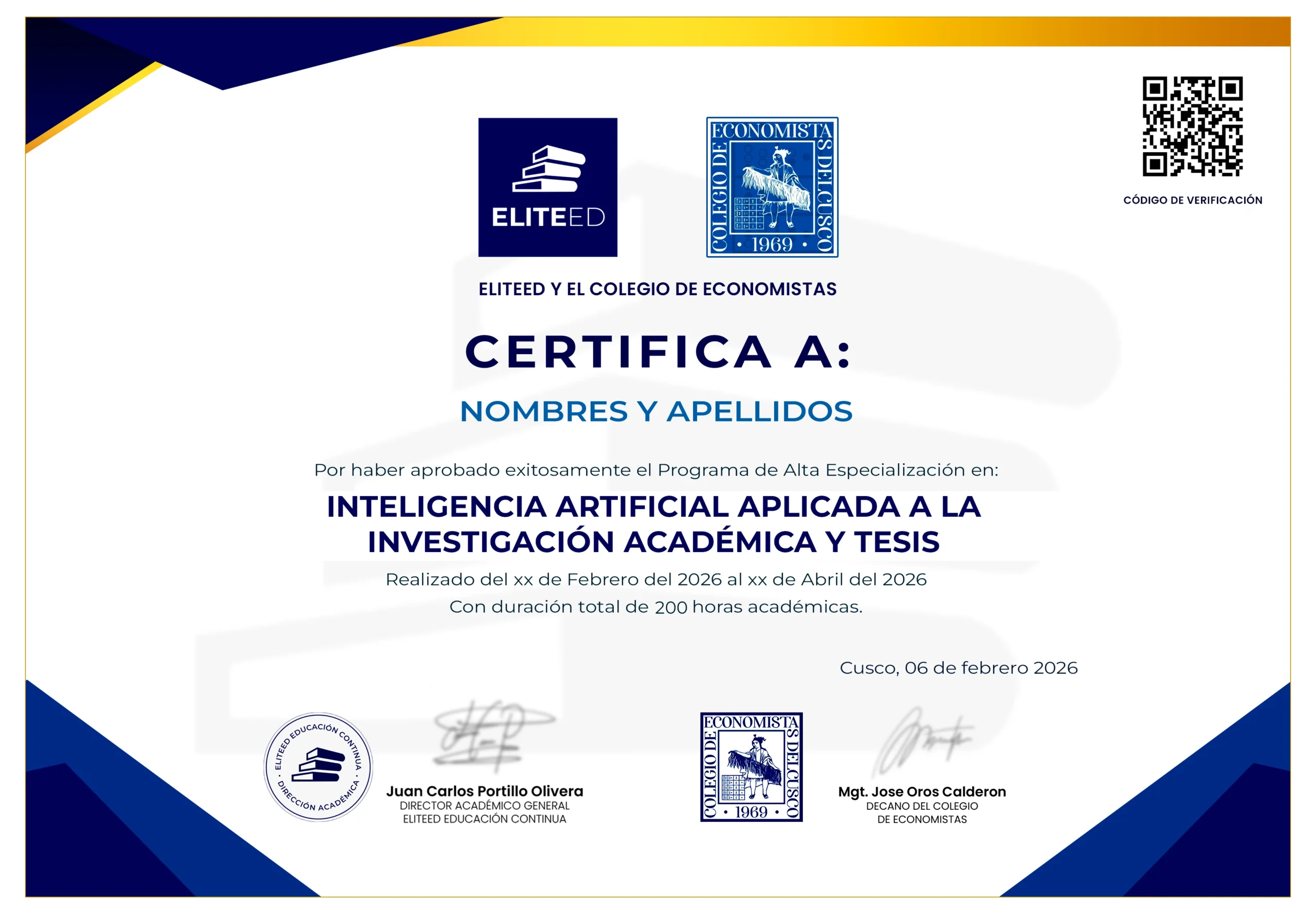 Certificado Economistas